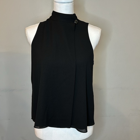 Zara High Neck Button Black sleeveless blouse - Picture 9 of 10